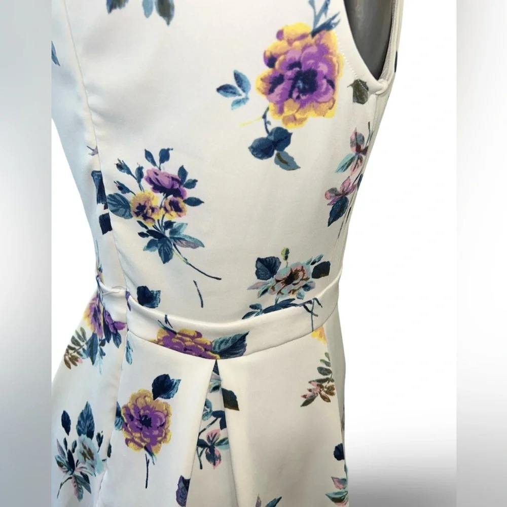 Francesca`s Romantic Floral Fit & Flare V-Neck Delicate Pleated Dress Sm… - Picture 4 of 7